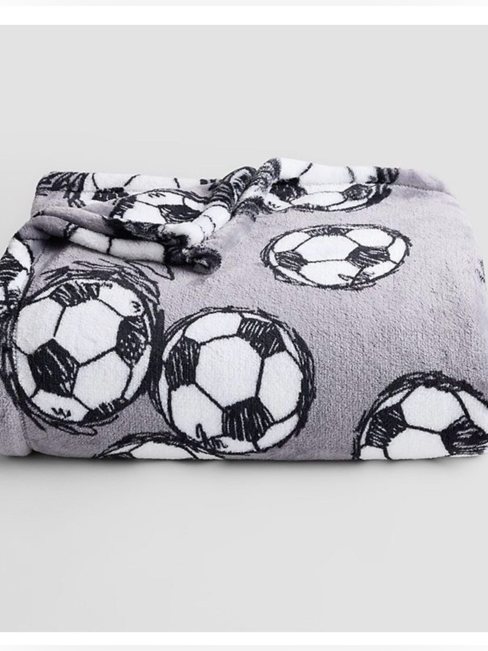 The Big One Oversized Soccer Supersoft Plush Throw Blanket Grey